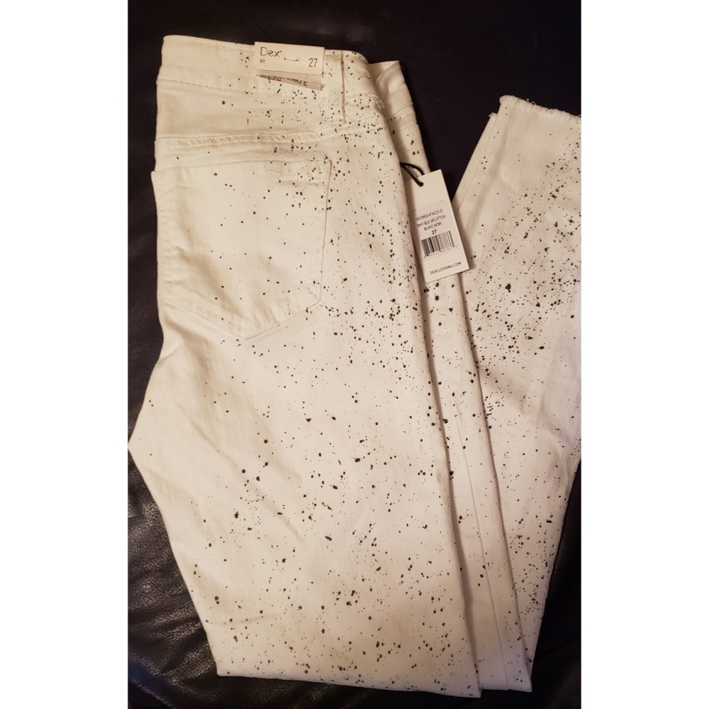 DEX WHITE & BLACK SPLATTER SKINNY JEANS 🆕 - Picture 6 of 8